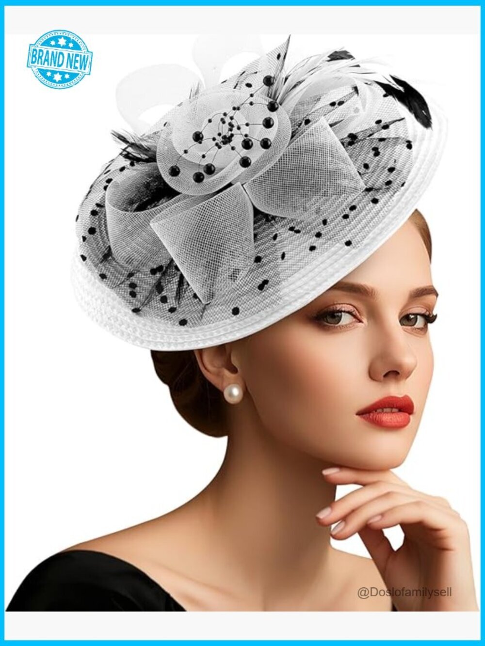 Fascinator Hat with Feathers and Veil for Tea Party Wedding Derby Church